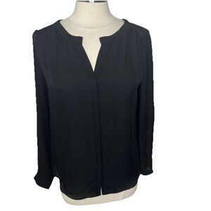 Babaton Top Women Black 100% Silk Long Sleeve Blouse Aritzia Capsule Career Med